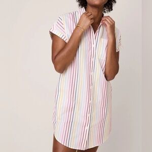 UNTUCKit Women's Cotton Stretch Short Sleeve Stripe Eleanor Dress Small EUC
